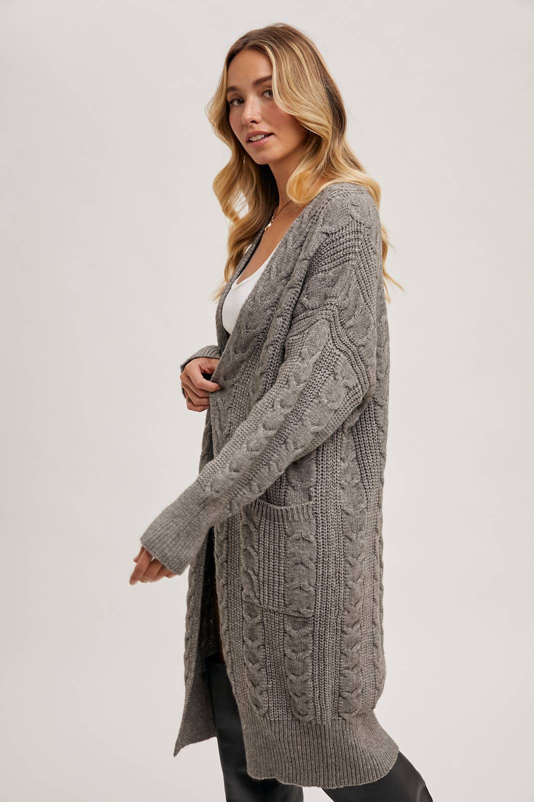 Ash Cable Knit Long Line Cardigan