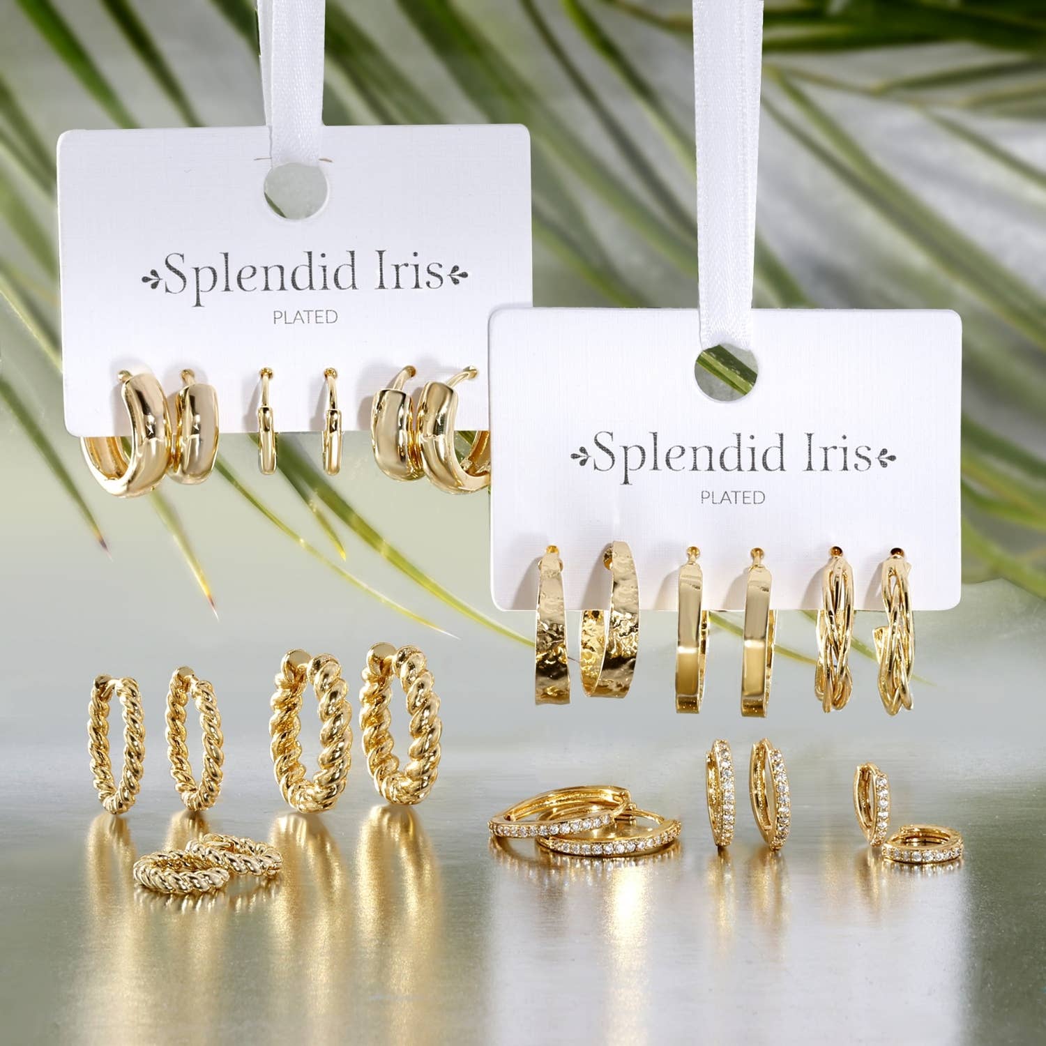 Splendid Iris Earrings Gold Assorted Textured Hoops