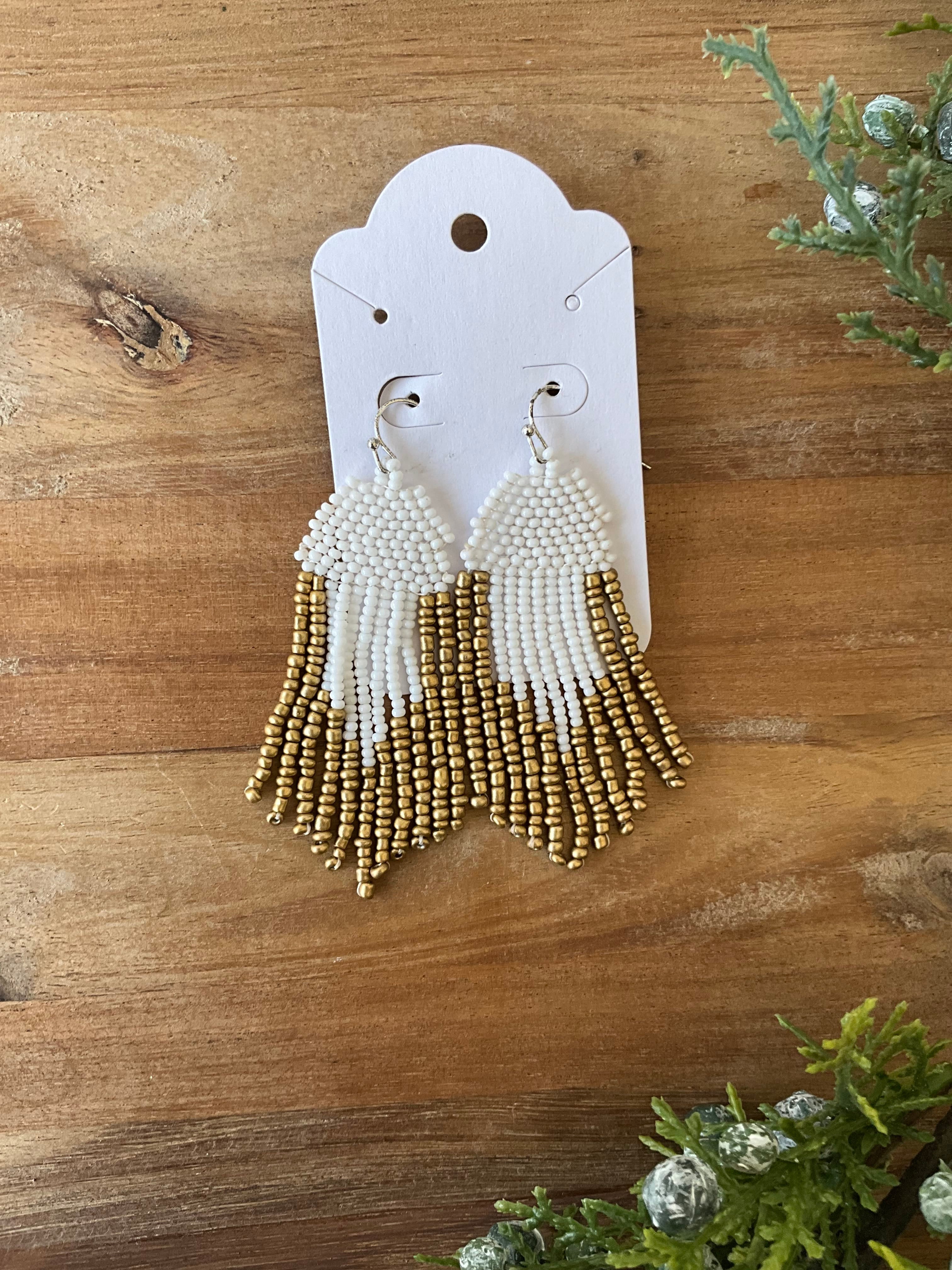 ALH #10 (Amber) Earrings Aster Seed Bead Earrings