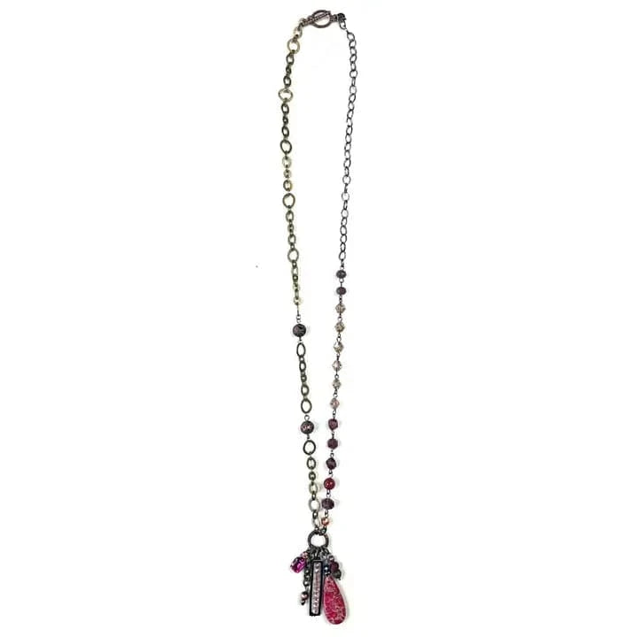 Asymm Etric Beaded w-Multi Dangles Drop Necklace