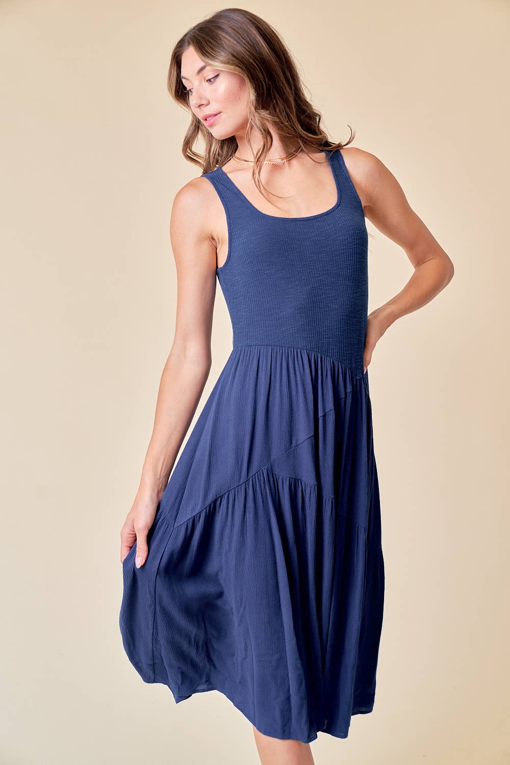 Asymmetrical Tiered Midi Dress