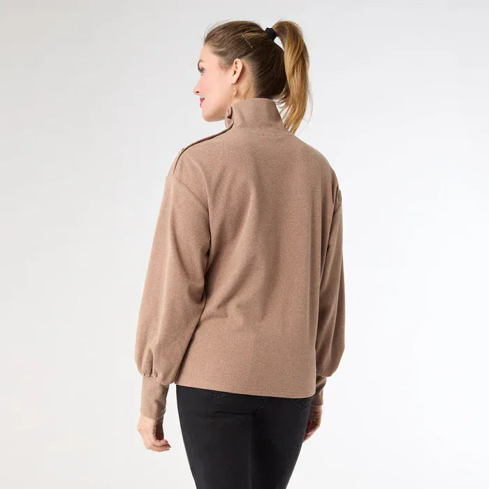 Audrina Super Soft Top with Button Detail