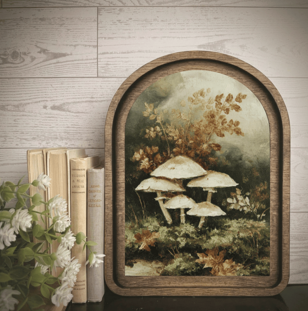 Maci Loo Makings Seasonal Decor Autumn Mushroom Forest Arch Frame Art