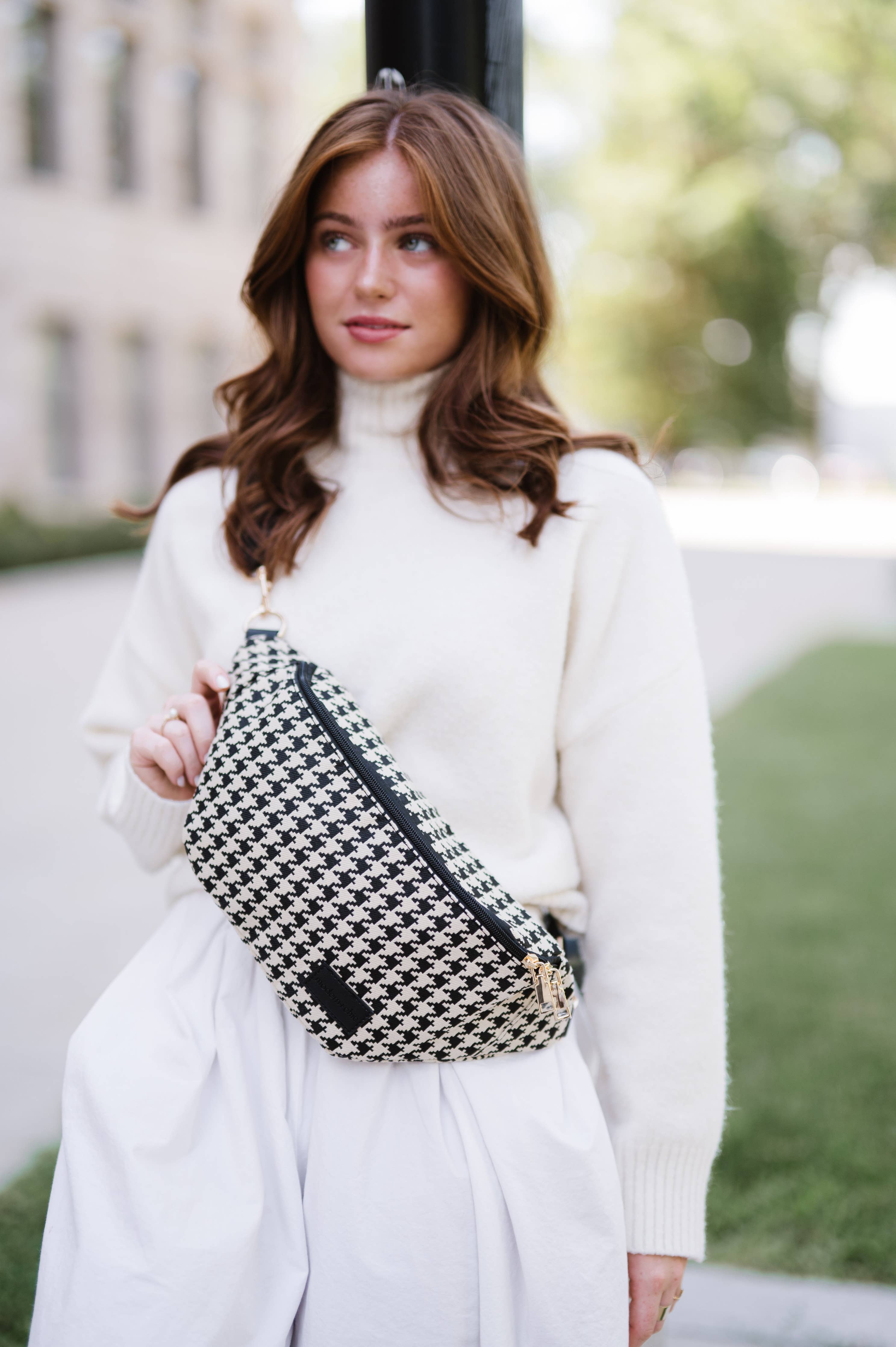 Avril Patterned Oversized Belt Bag: Diamonds