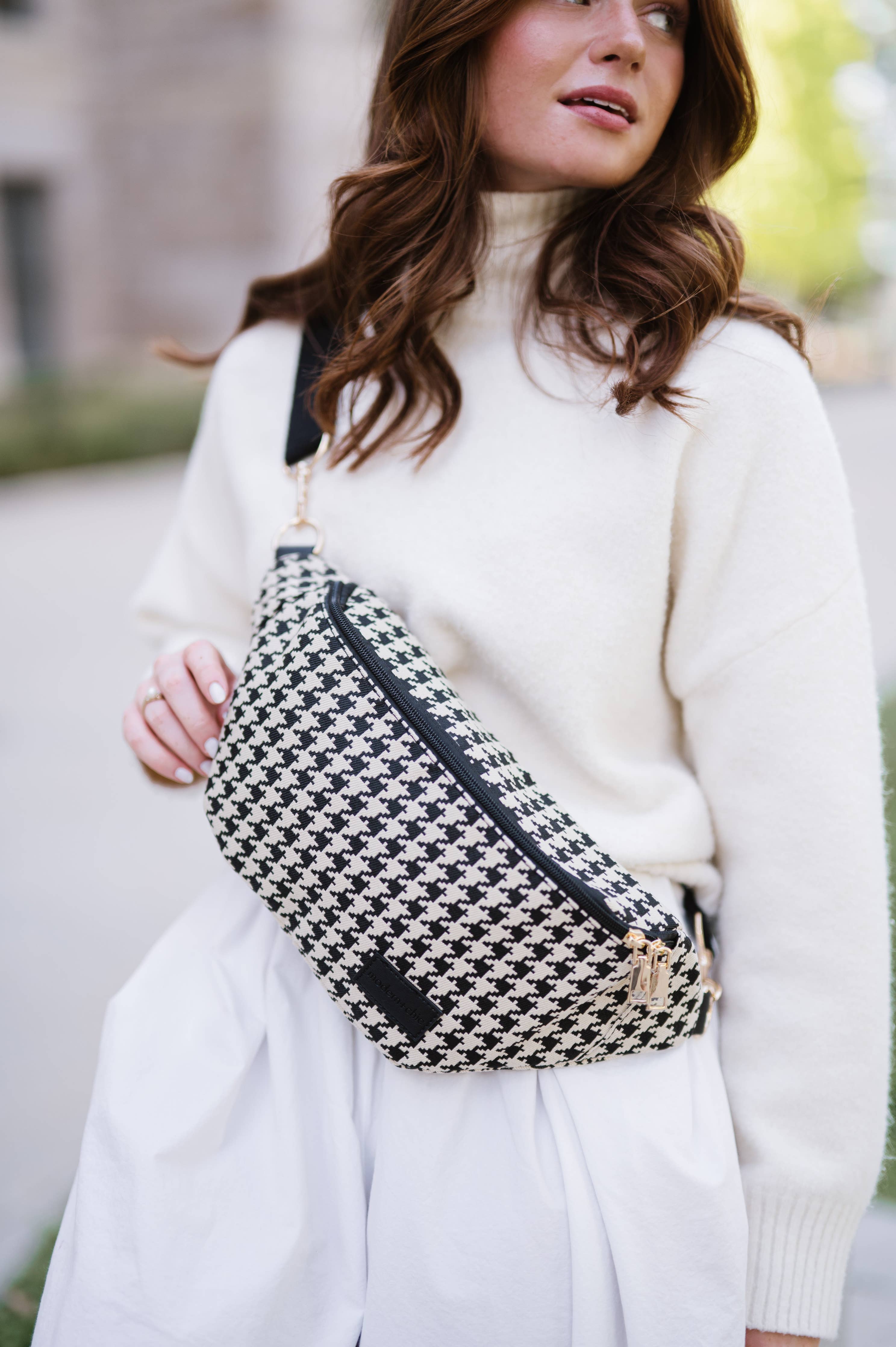 Avril Patterned Oversized Belt Bag: Diamonds