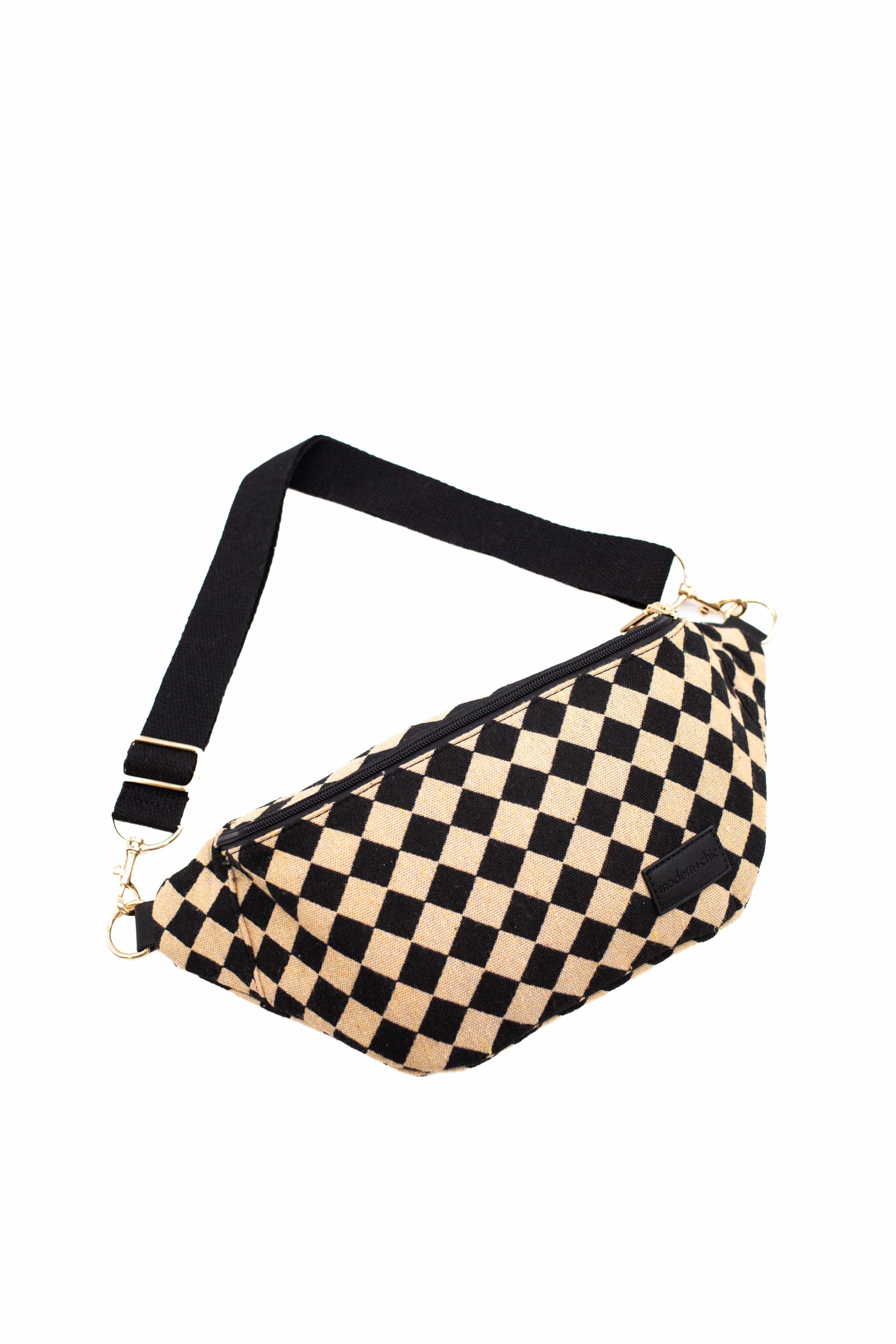 modern and chic Avril Patterned Oversized Belt Bag: Diamonds