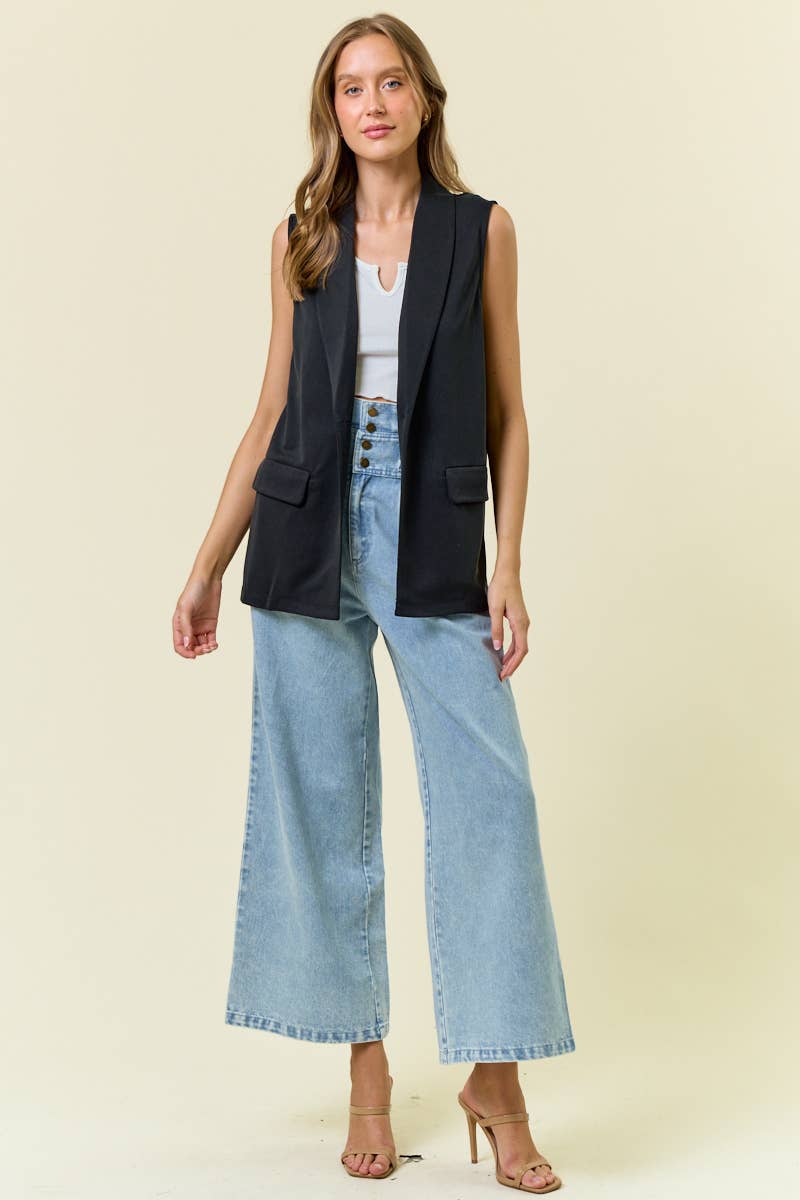 Shawl Neck Knit Vest Blazer