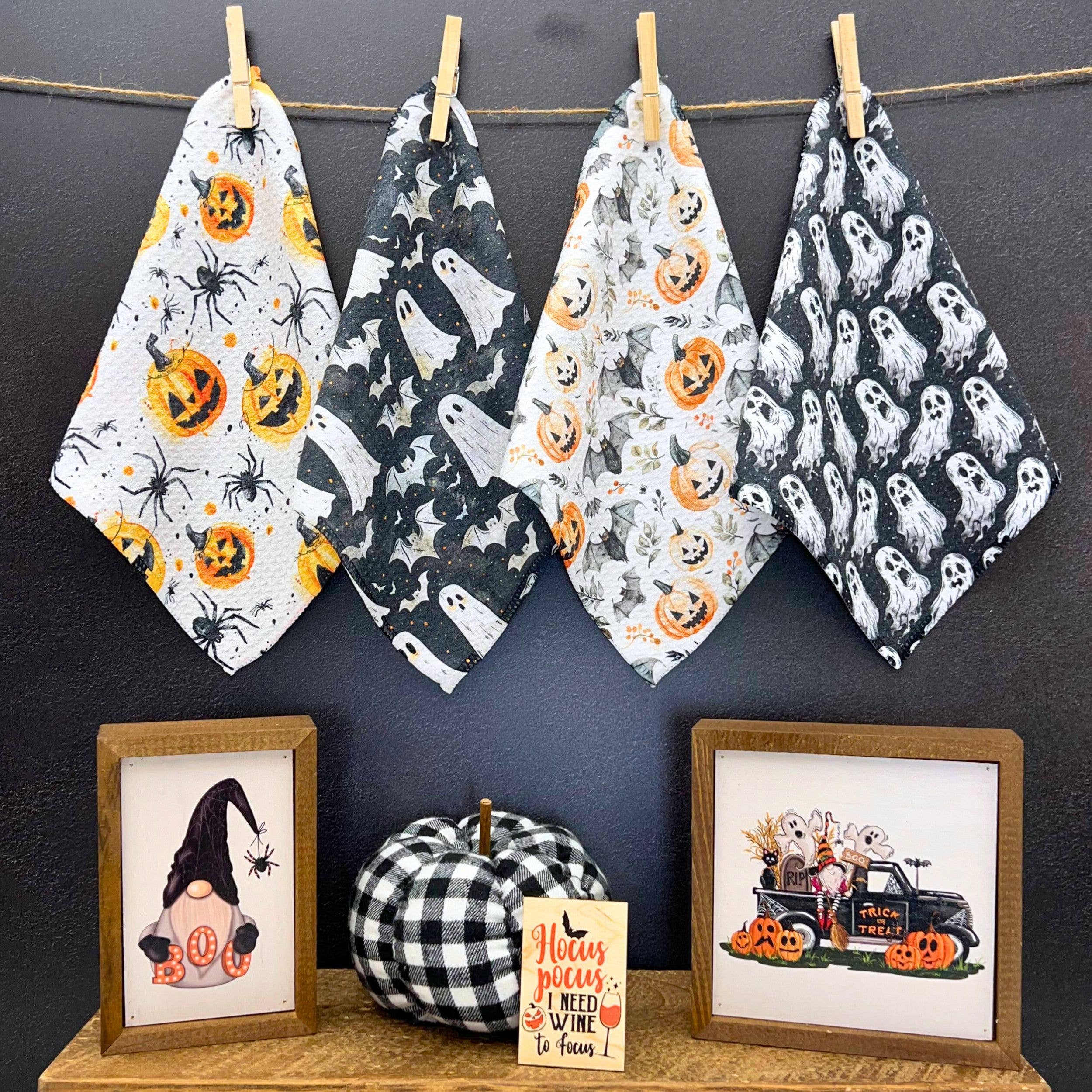 Halloween Ghost and Bat Waffle Washclothes