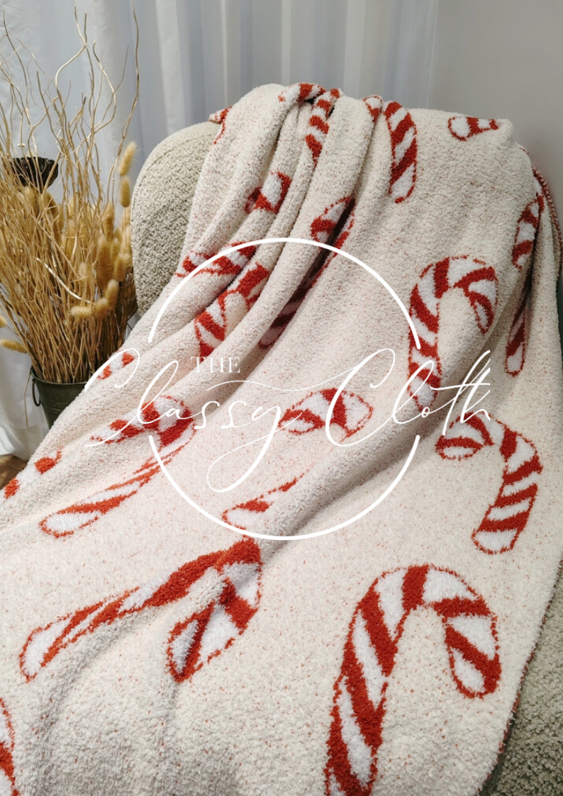 Christmas Luxe Blanket- Candy Cane RTS