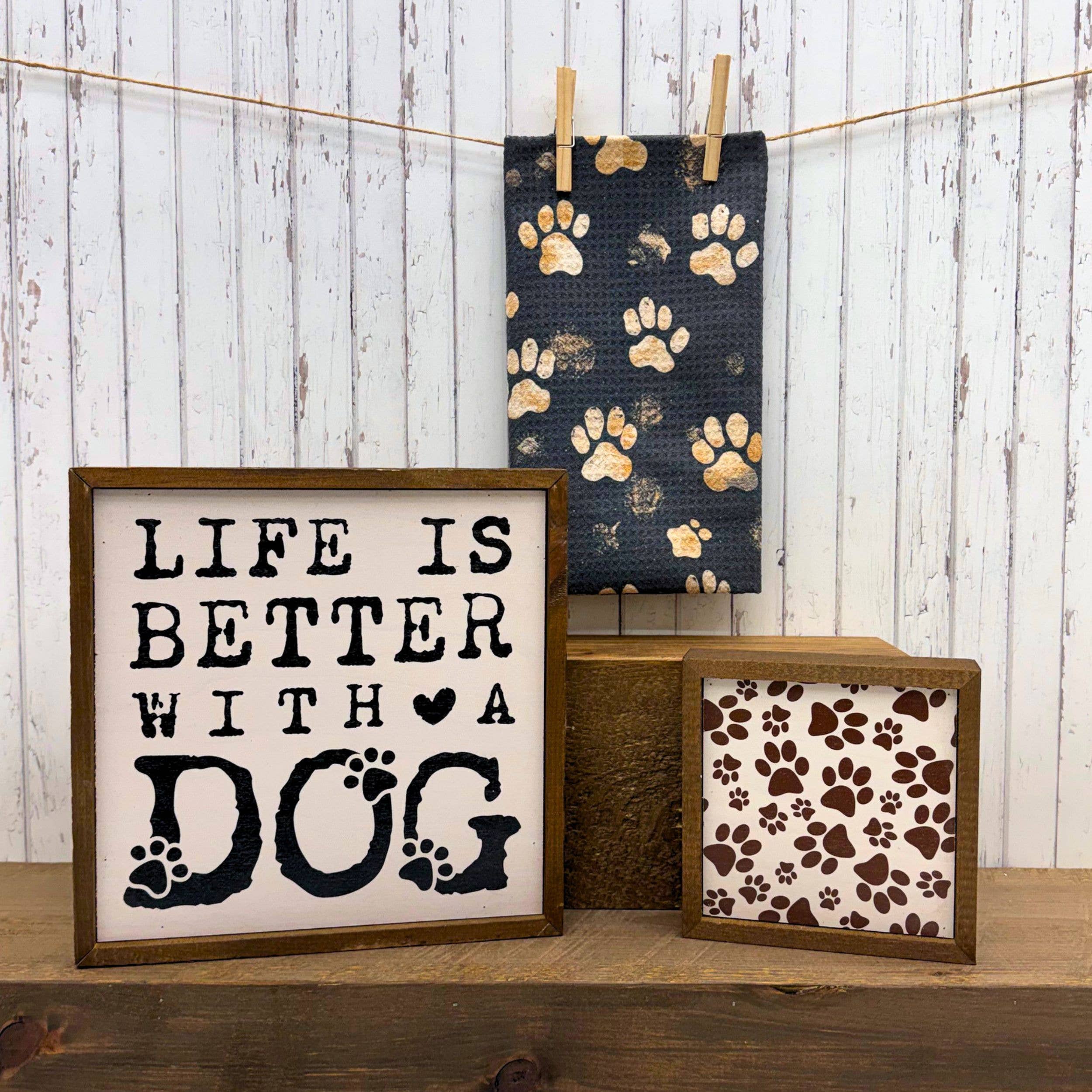 Dog Paw Prints Summer Waffle Kitchen Tea Towels