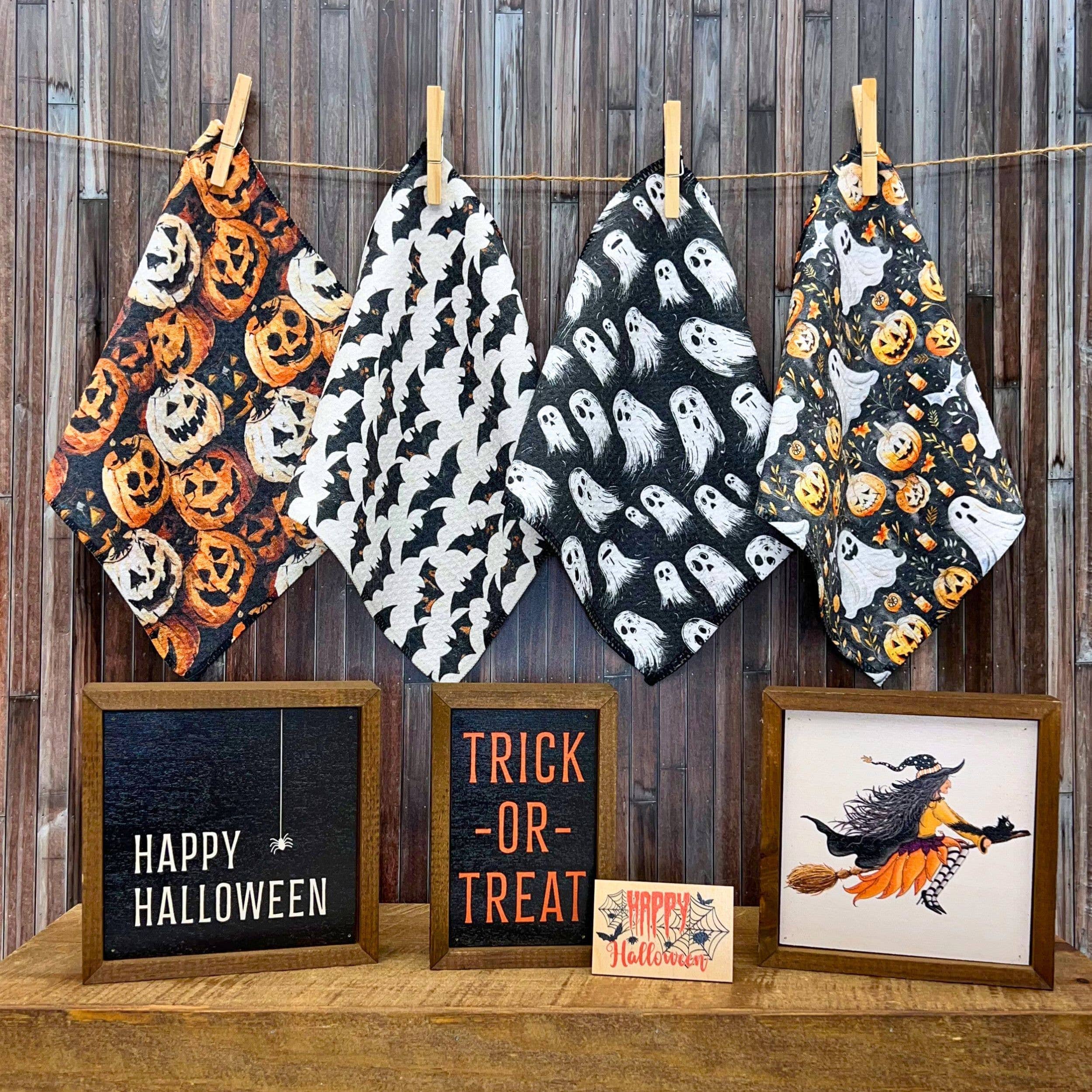 Halloween Pumpkins and Ghost Waffle Washcloths