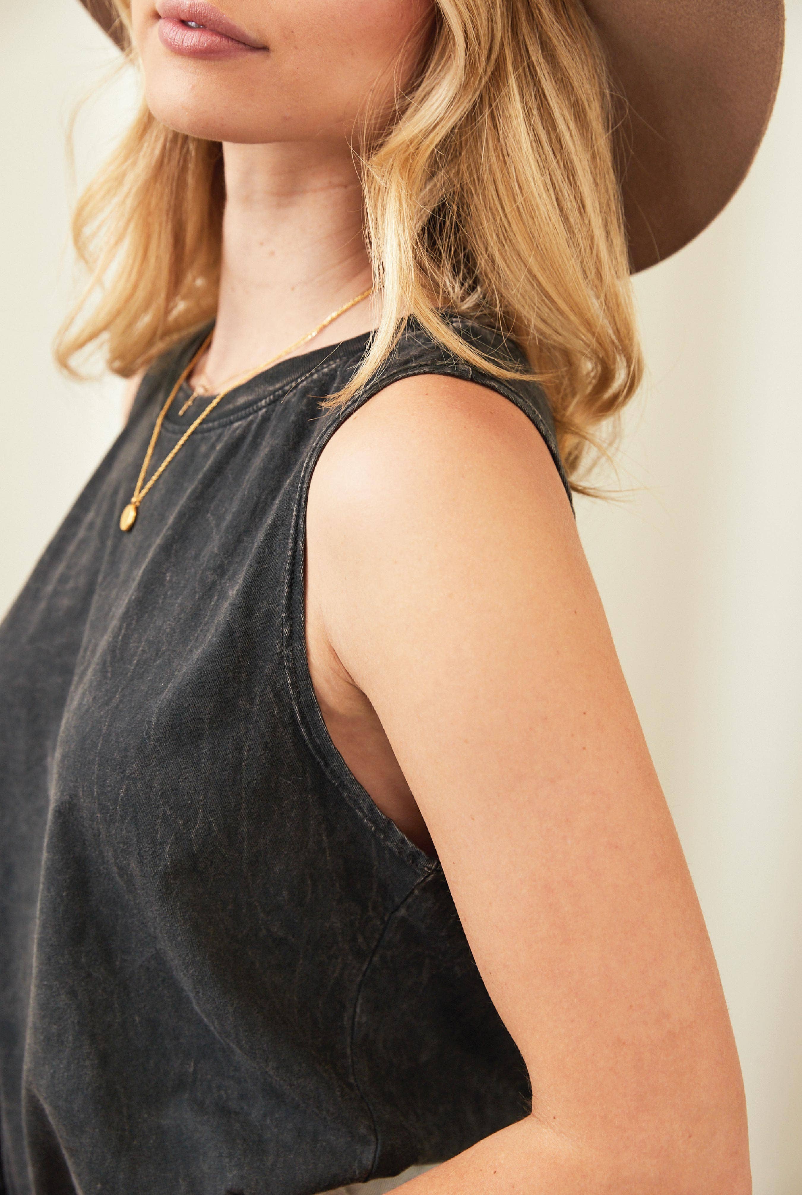 Basic Blank Mineral Graphic Tank Top: LIGHT OLIVE / LARGE