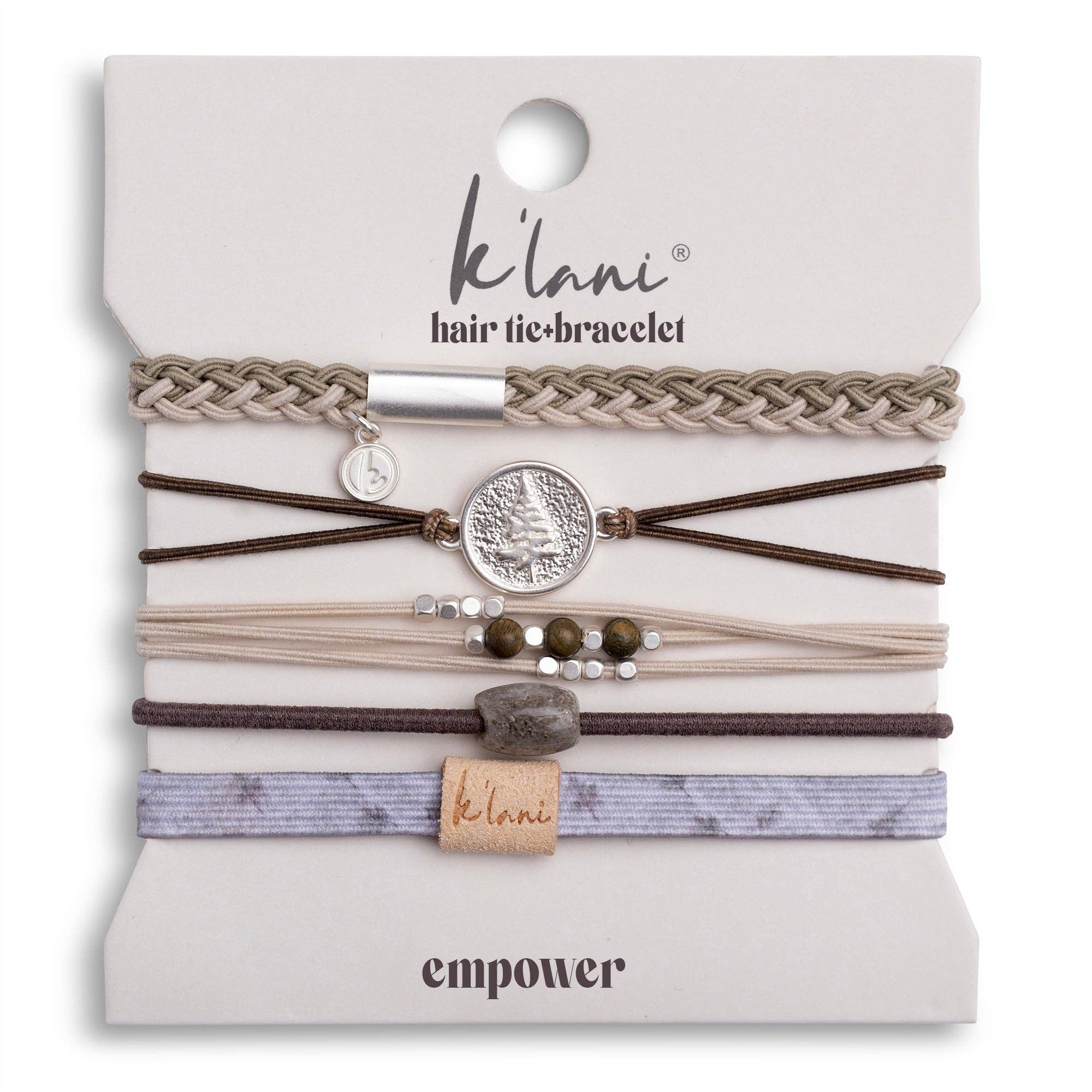 Empower Camo, Pine Tree and Earthy Tone K’alani Hair Tie Bracelet