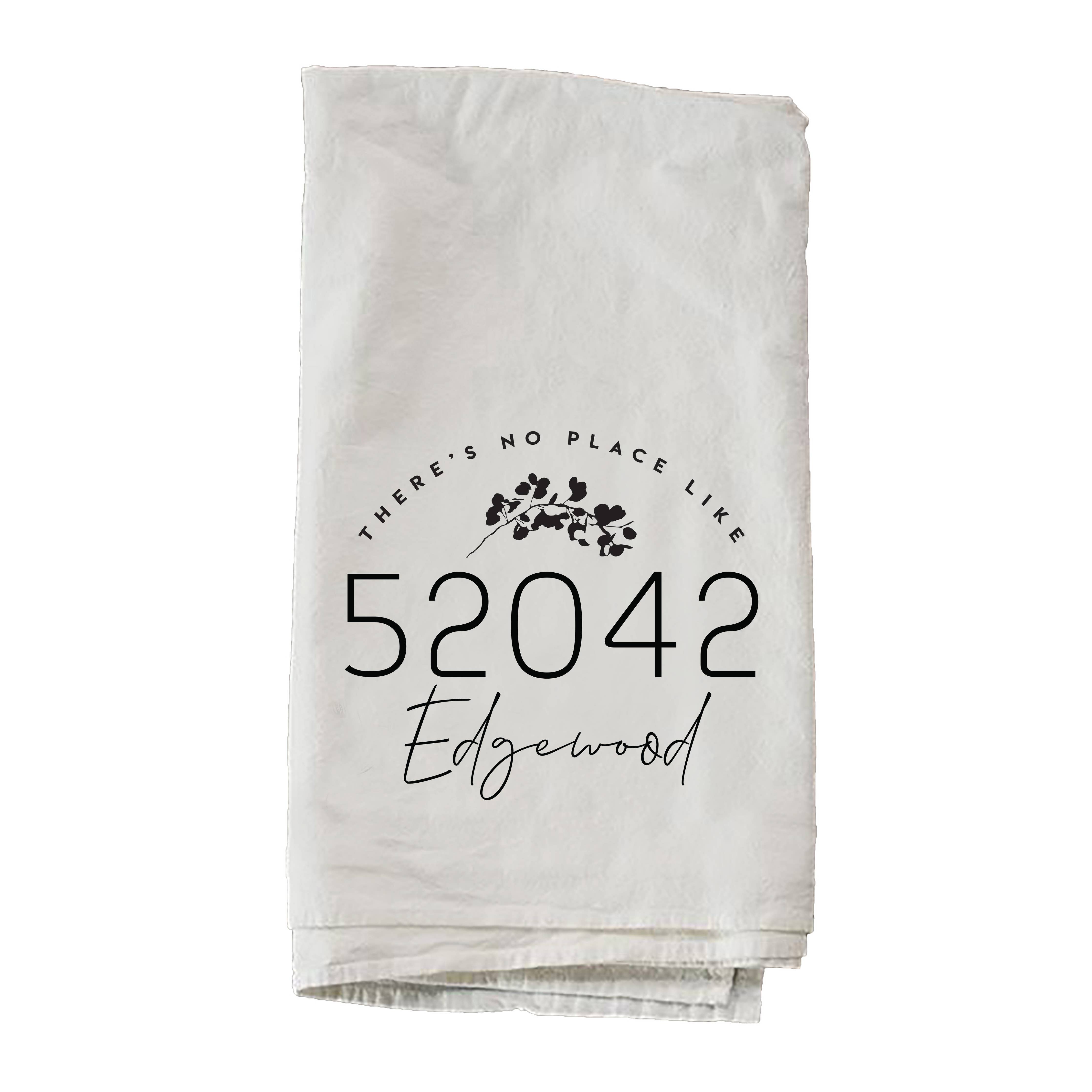 Personalized Zip & City There's No Place Like Greenery Towel: White