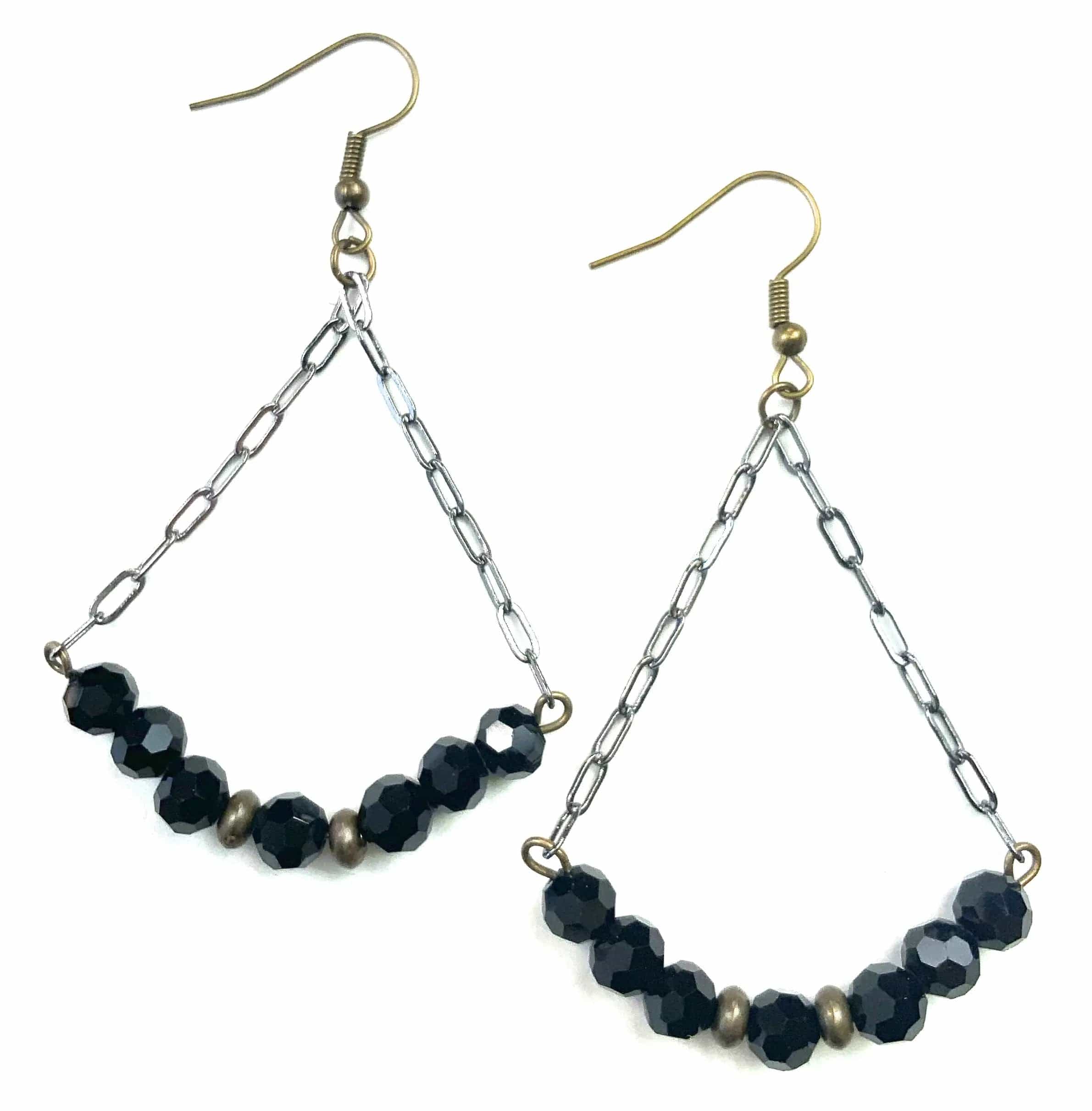 Lost & Found Trading Co. Earrings Ivory Beaded Tri-Arch Chain Hoop Earrings