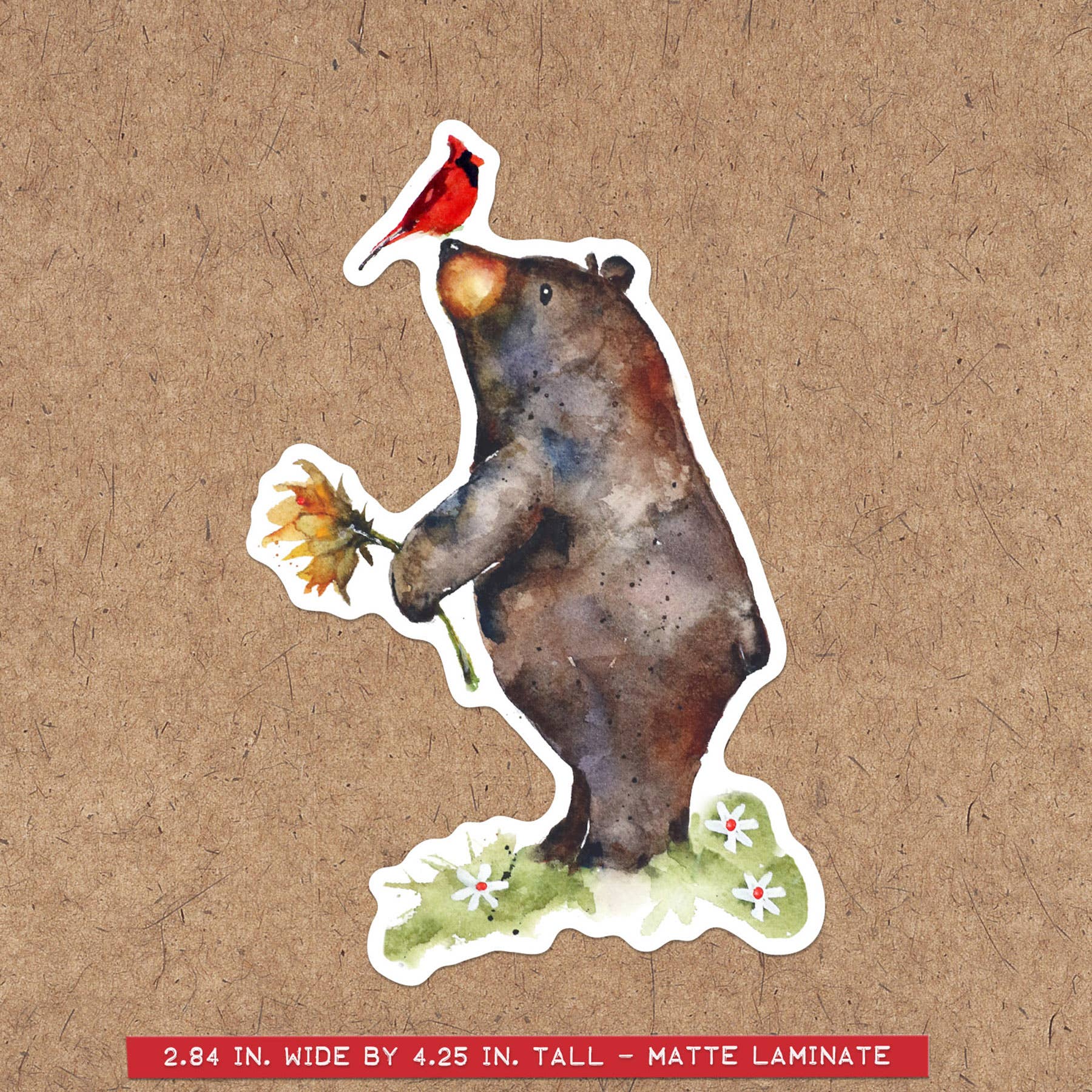 Bear & Cardinal Friends Sticker