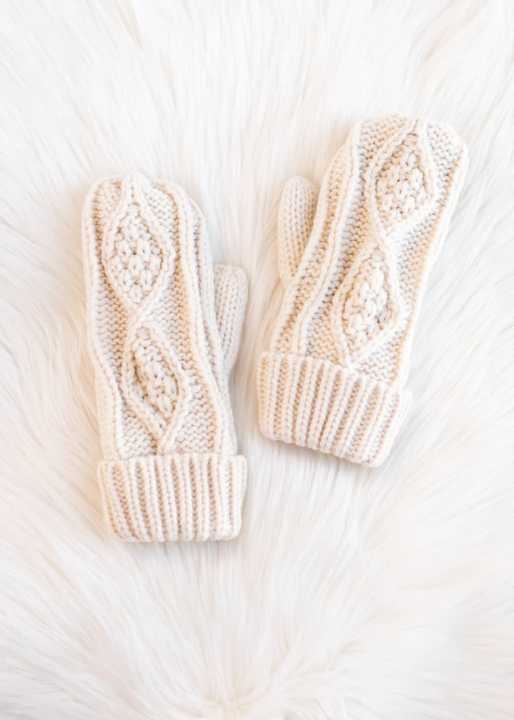 Panache Apparel Co. Mittens Beige Cable Knit Mittens