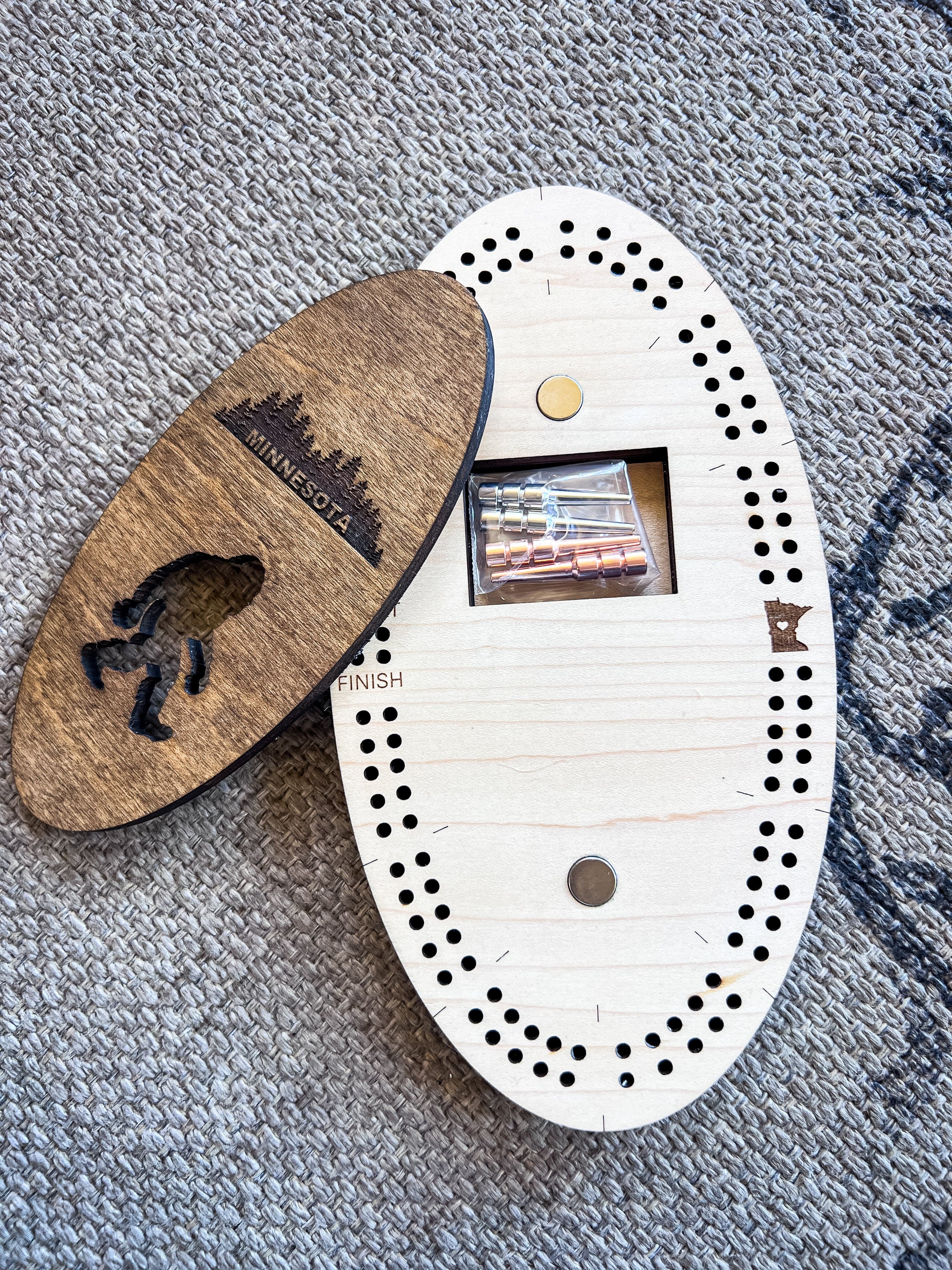 Bigfoot Handmade Wood Cribbage Board