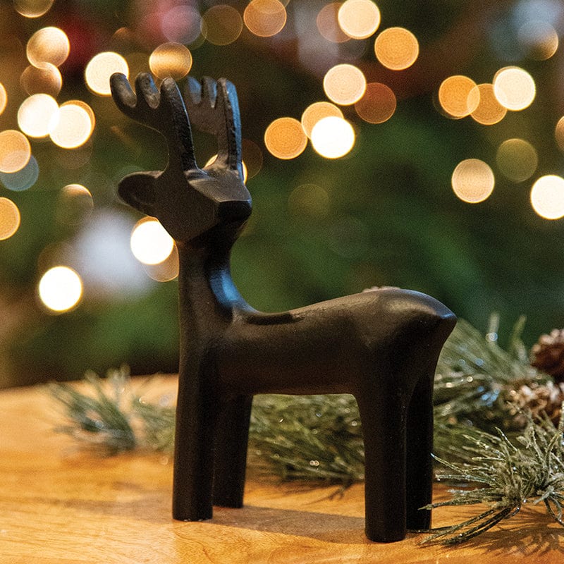 Black Cast Iron Standing Reindeer Figurine