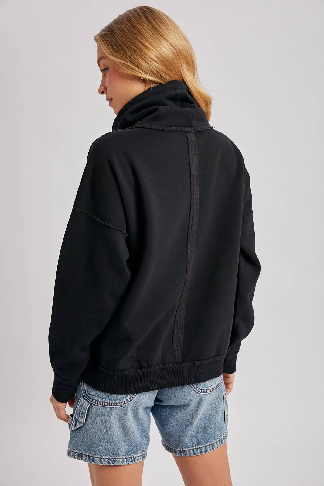Black Cowl Neck Sweatshirt
