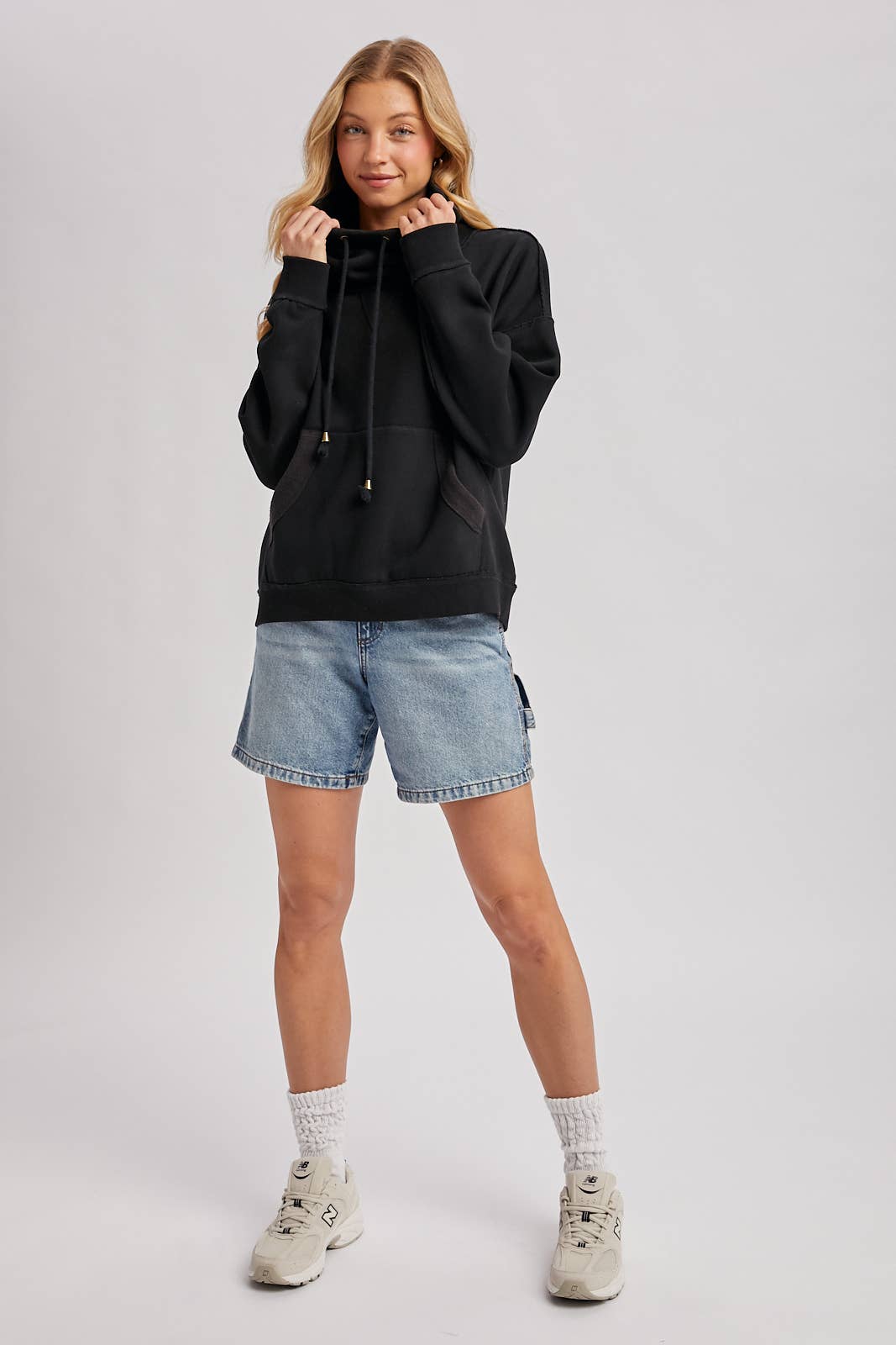 Black Cowl Neck Sweatshirt