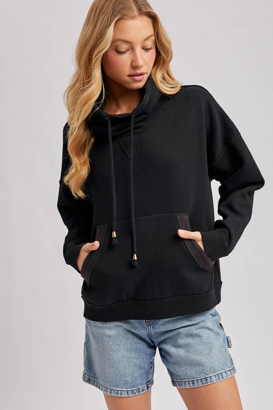 Black Cowl Neck Sweatshirt