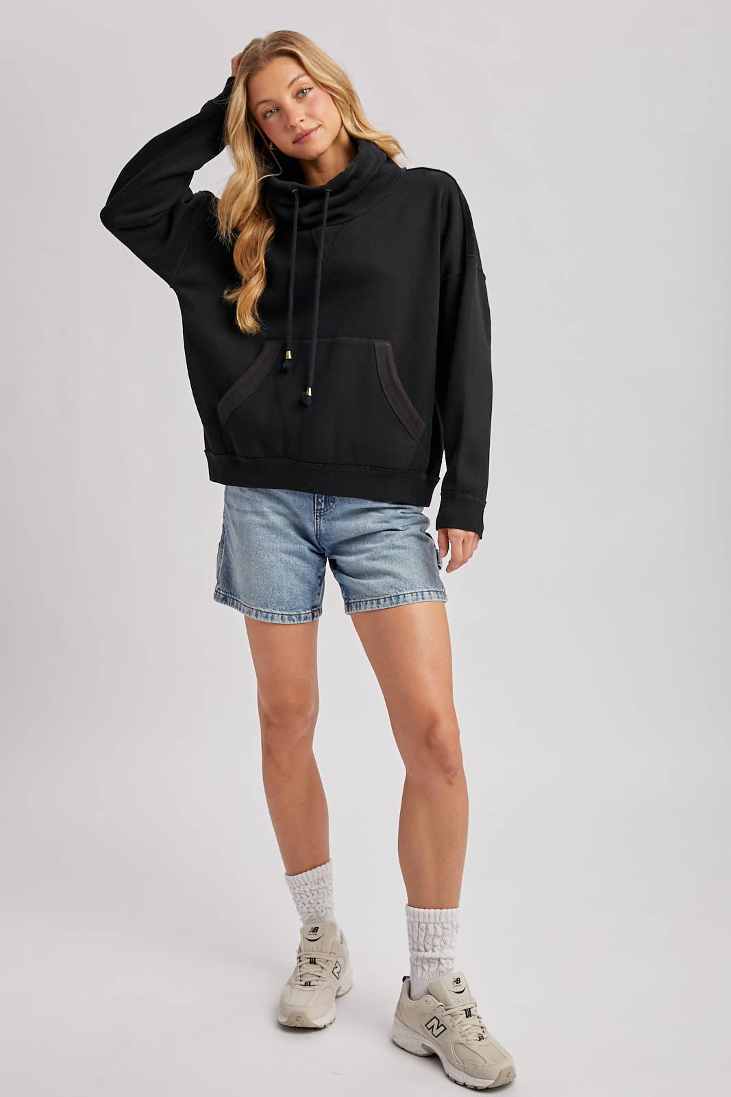 Black Cowl Neck Sweatshirt