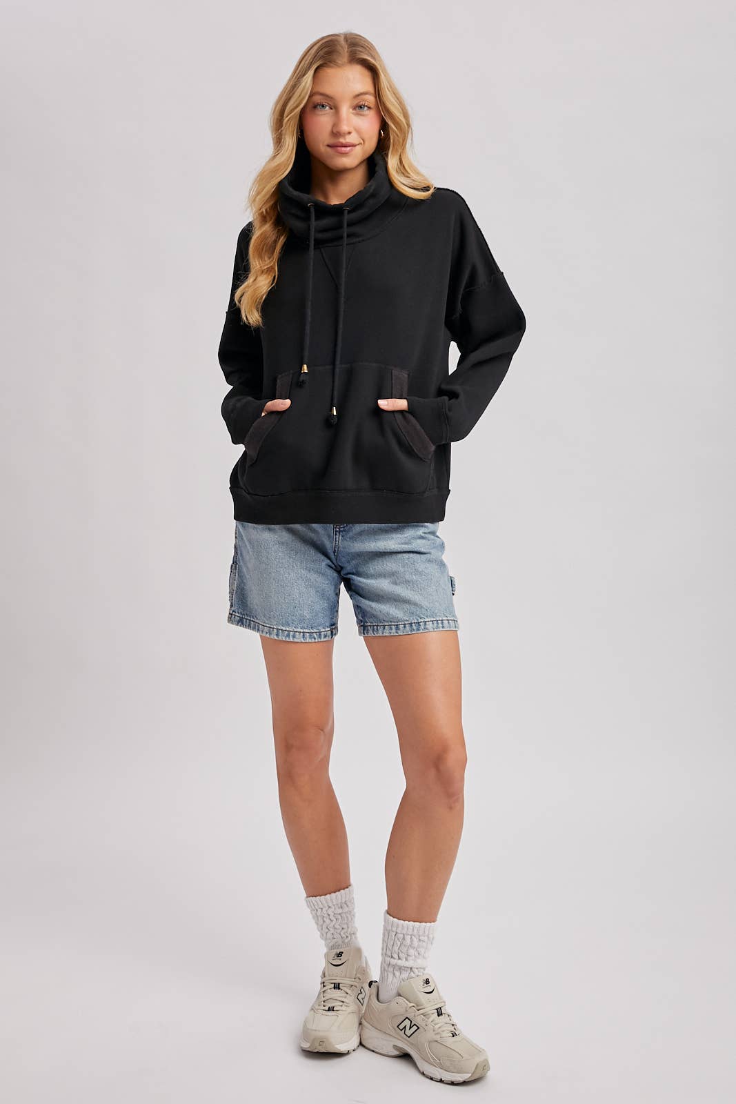 Black Cowl Neck Sweatshirt