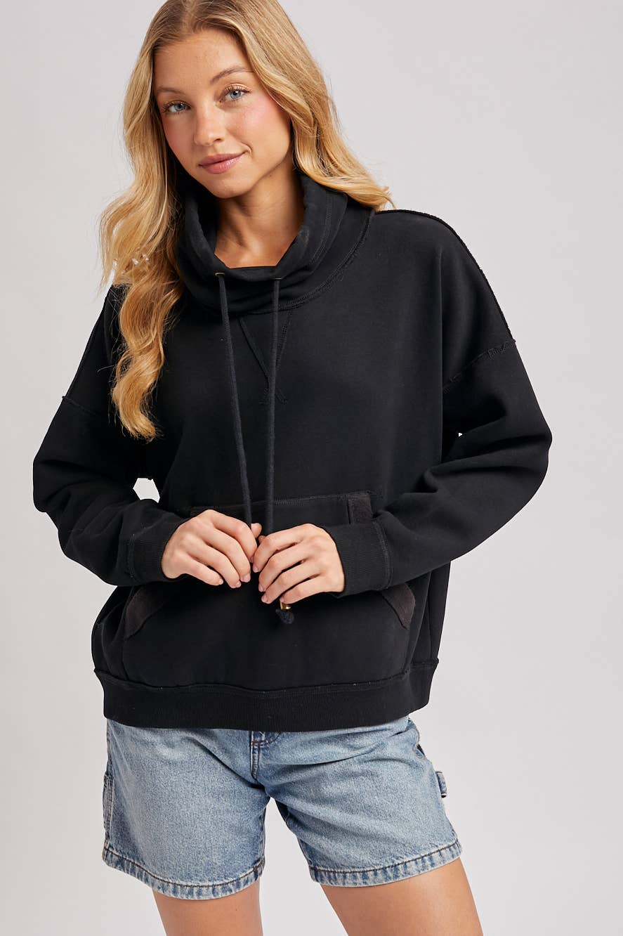 Black Cowl Neck Sweatshirt