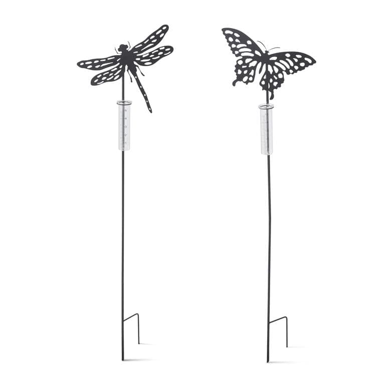 Black Metal Cutout Rain Gauge