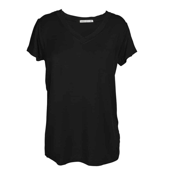 Amanda Blu Seasonal Decor Black Short Sleeve V-Neck Luxe Lounge Tee