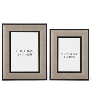 K&K Picture Frame Black Wood & Linen Photo Frames