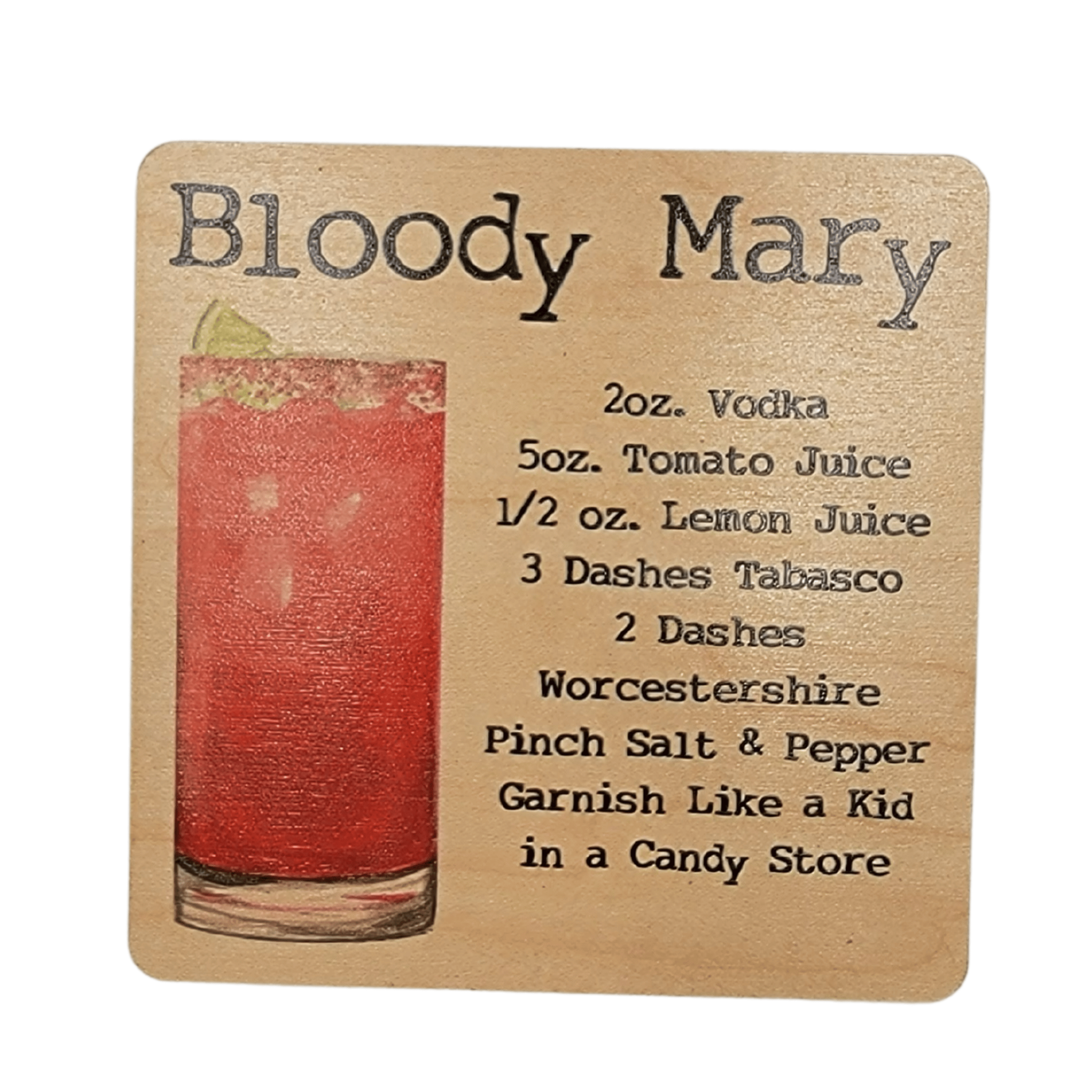 Driftless Studios Coaster Bloody Mary Cocktail Wooden Bar Coaster