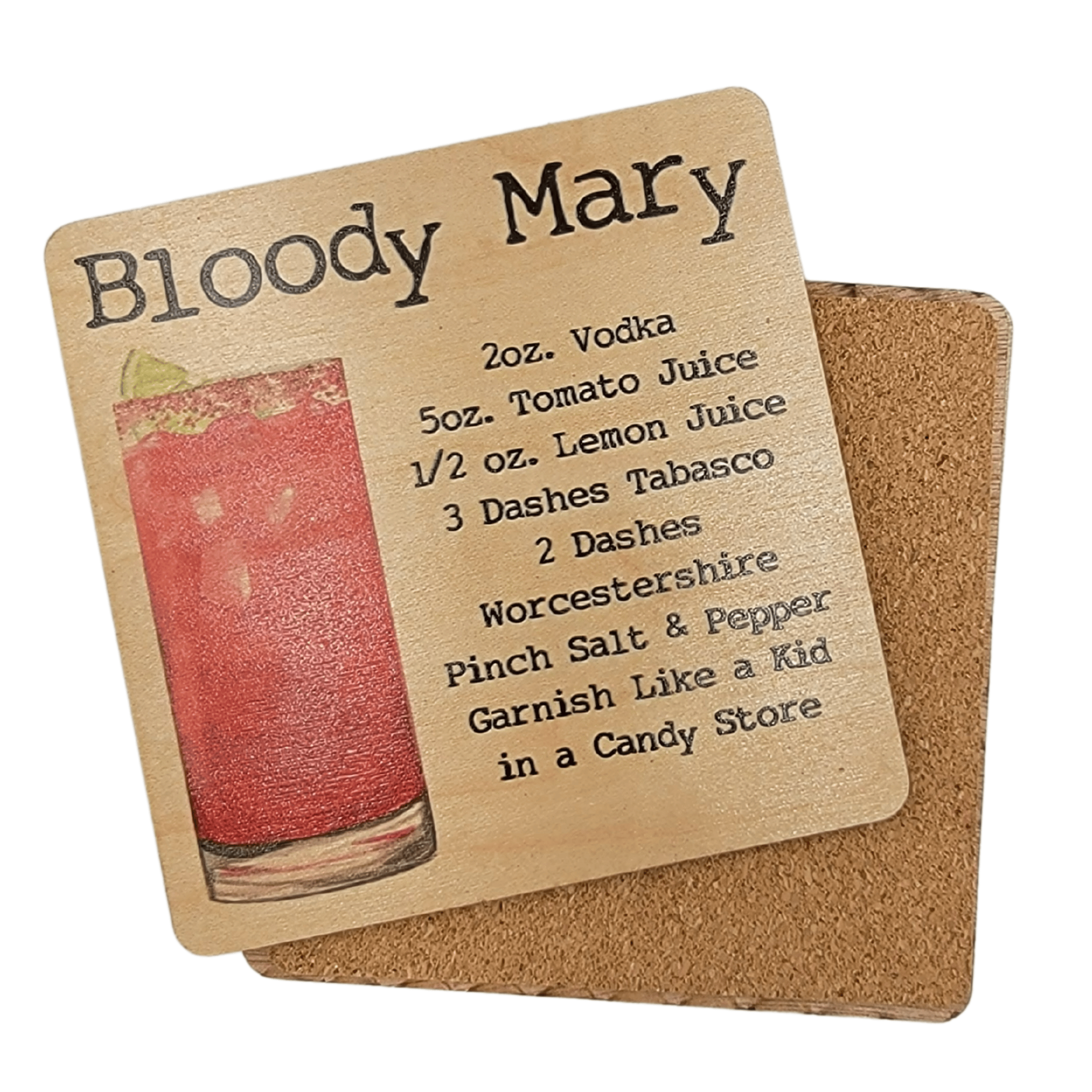 Driftless Studios Coaster Bloody Mary Cocktail Wooden Bar Coaster