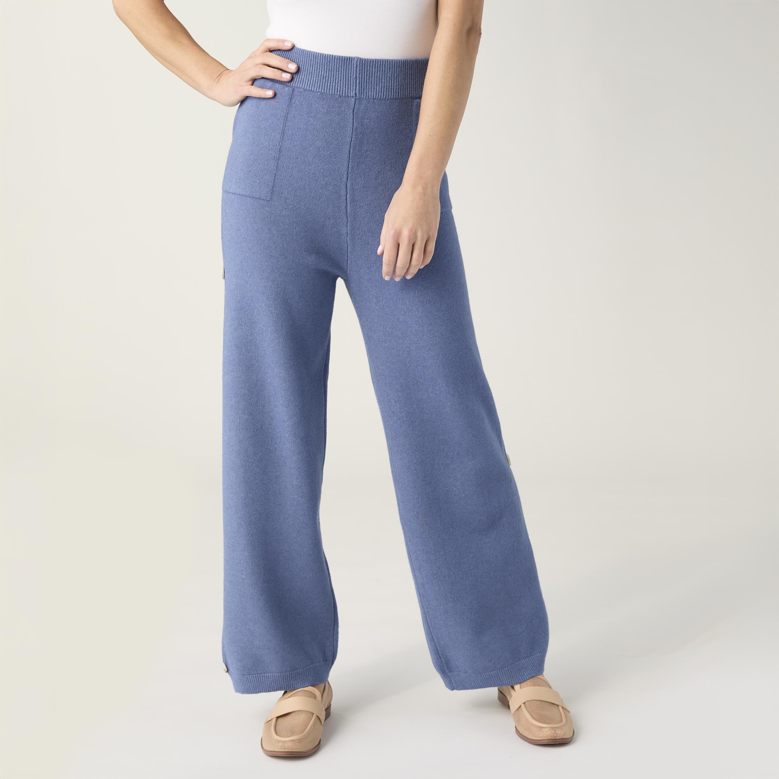 CoCo Carmen Lounge Pants Blue Dusk Heavenly-Luxe Button Detail Pant