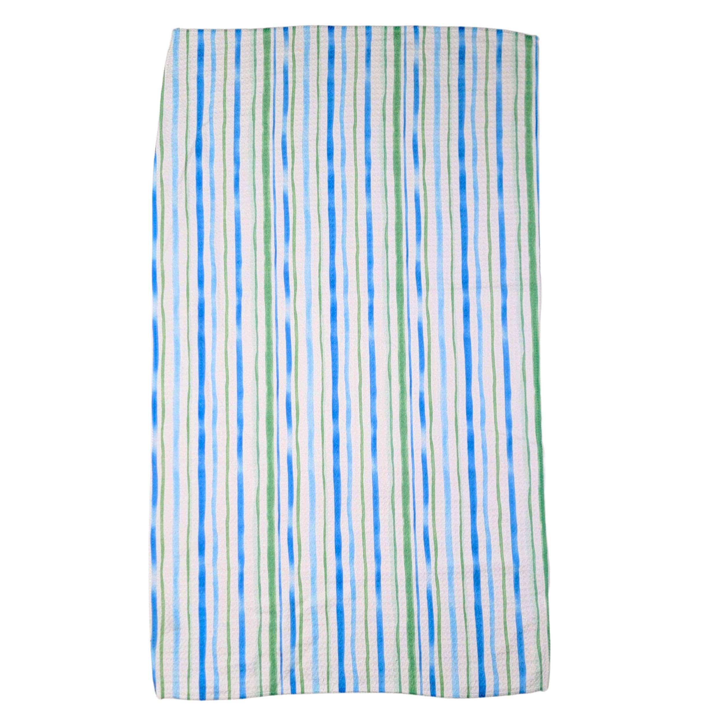 Driftless Studios Kitchen Towel Blue & Green Striped Kitchen Waffle Towel