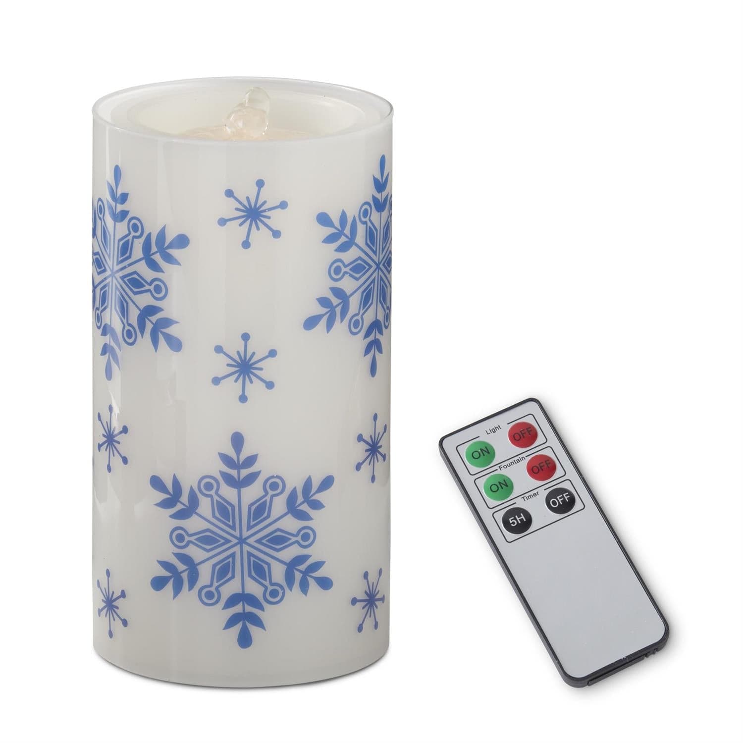 K&K Seasonal Decor Blue Snowflake Cylinder Candle Slip