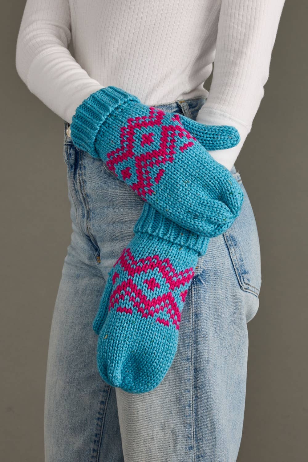 Blue & Speckled Patterned Mittens