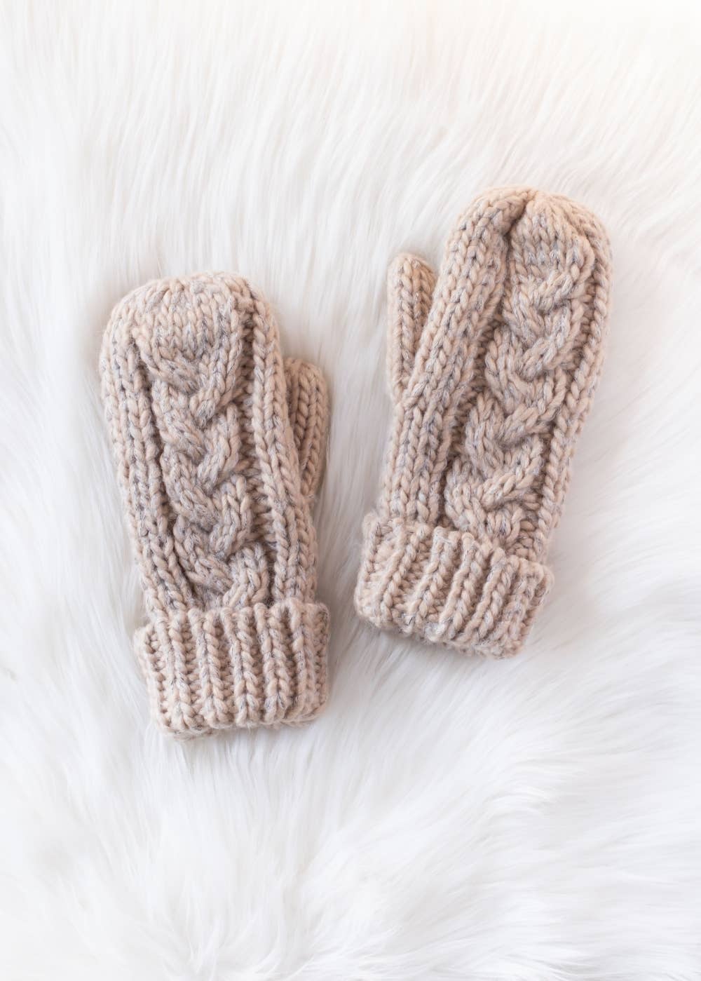Panache Apparel Co. Mittens Blush Cable Knit Mittens