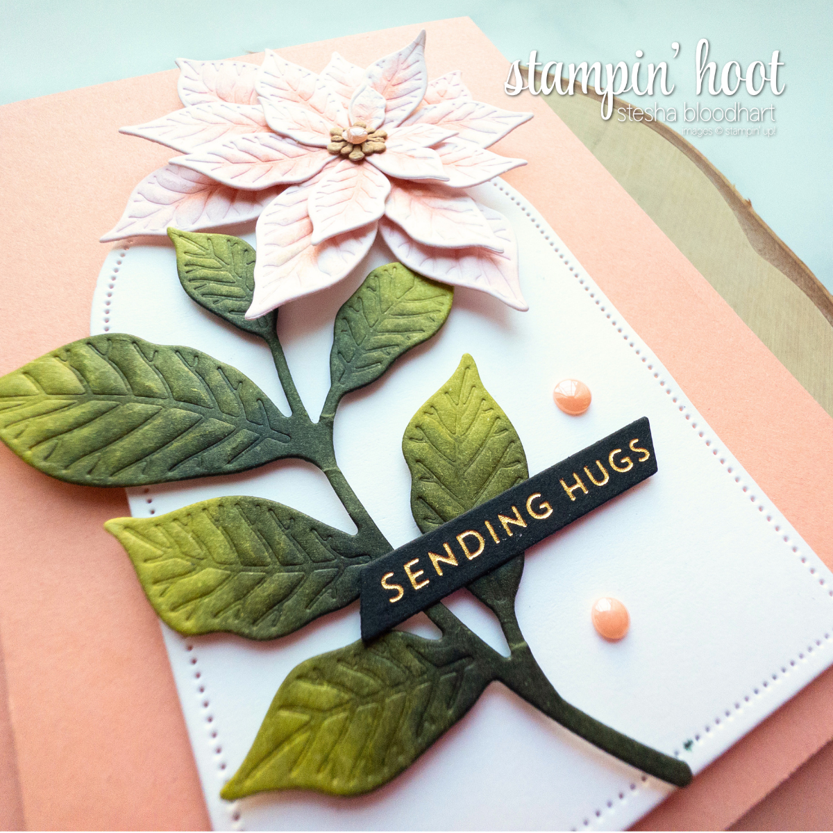 Blush Poinsettia Handmade Greeting Card