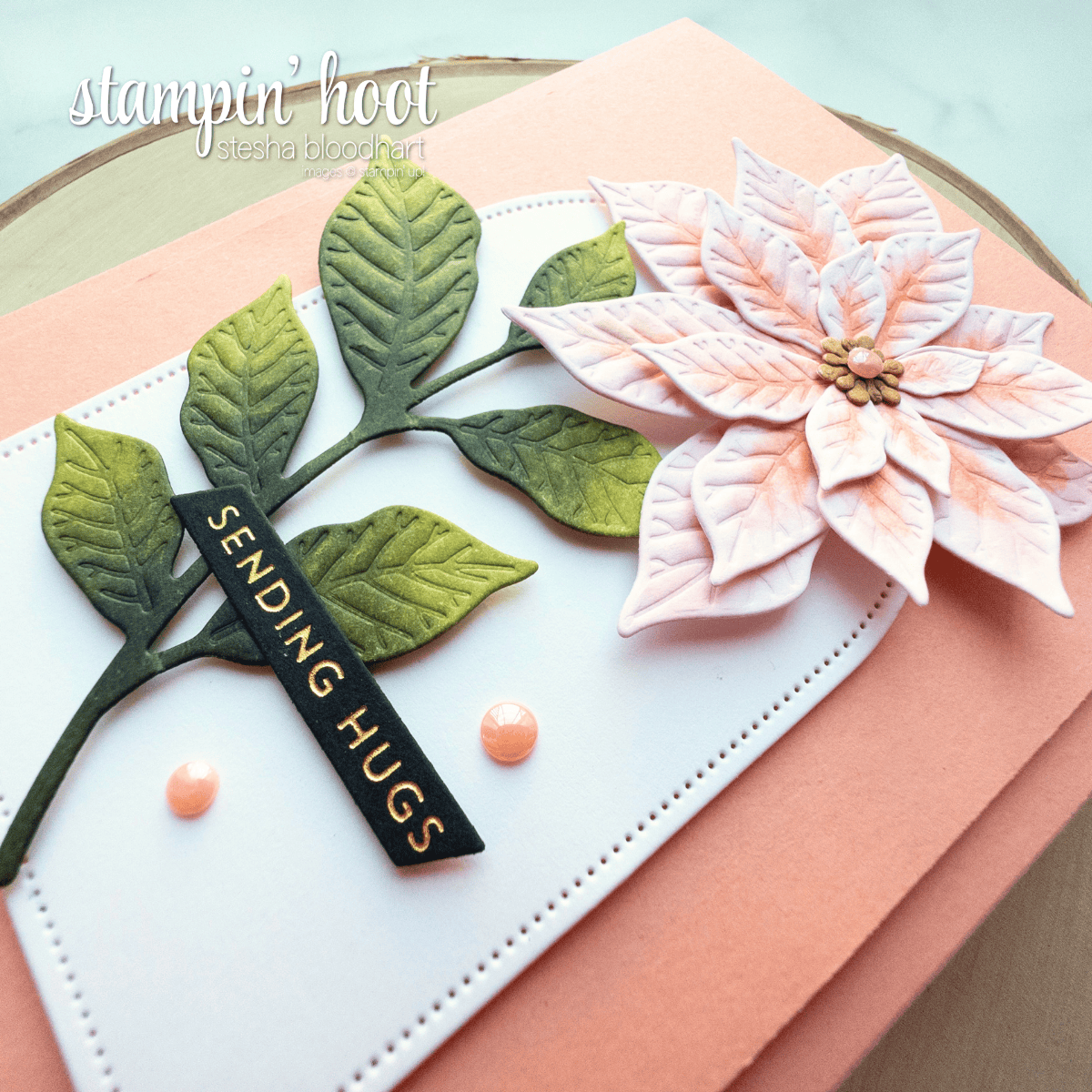 Blush Poinsettia Handmade Greeting Card