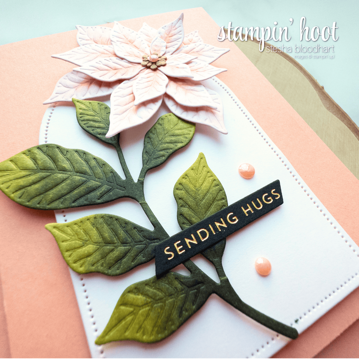 SH #715 (Stesha) greeting card Blush Poinsettia Handmade Greeting Card