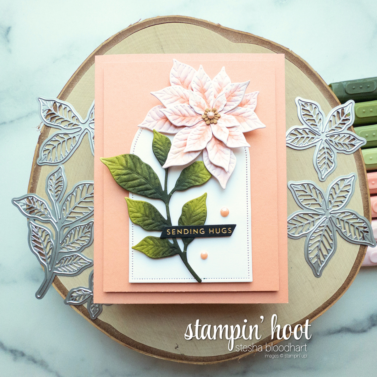Blush Poinsettia Handmade Greeting Card