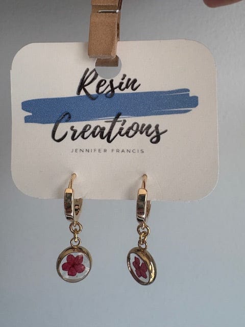 JF #112 (Jennifer) Earrings Boho Gold Hoop w/ Circle Resin Earrings