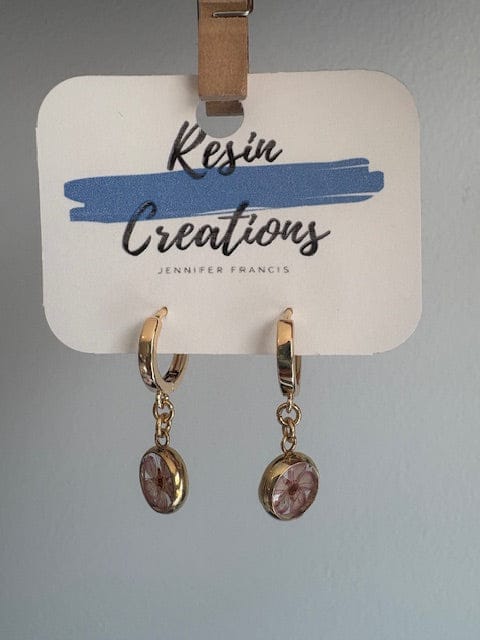 Boho Gold Hoop w/ Circle Resin Earrings