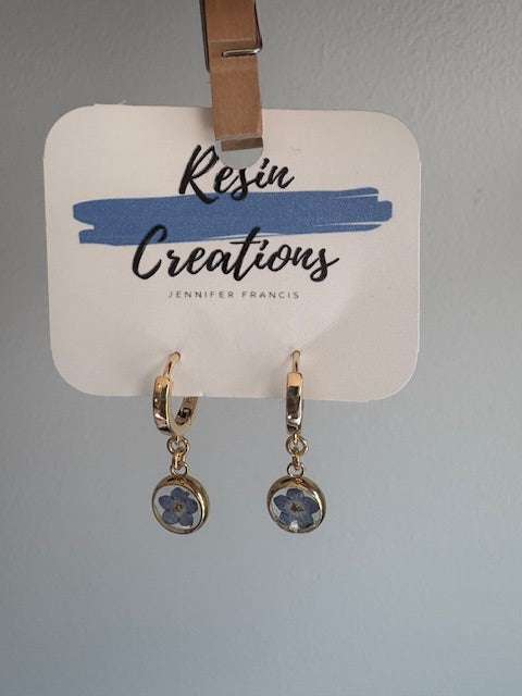 Boho Gold Hoop w/ Circle Resin Earrings