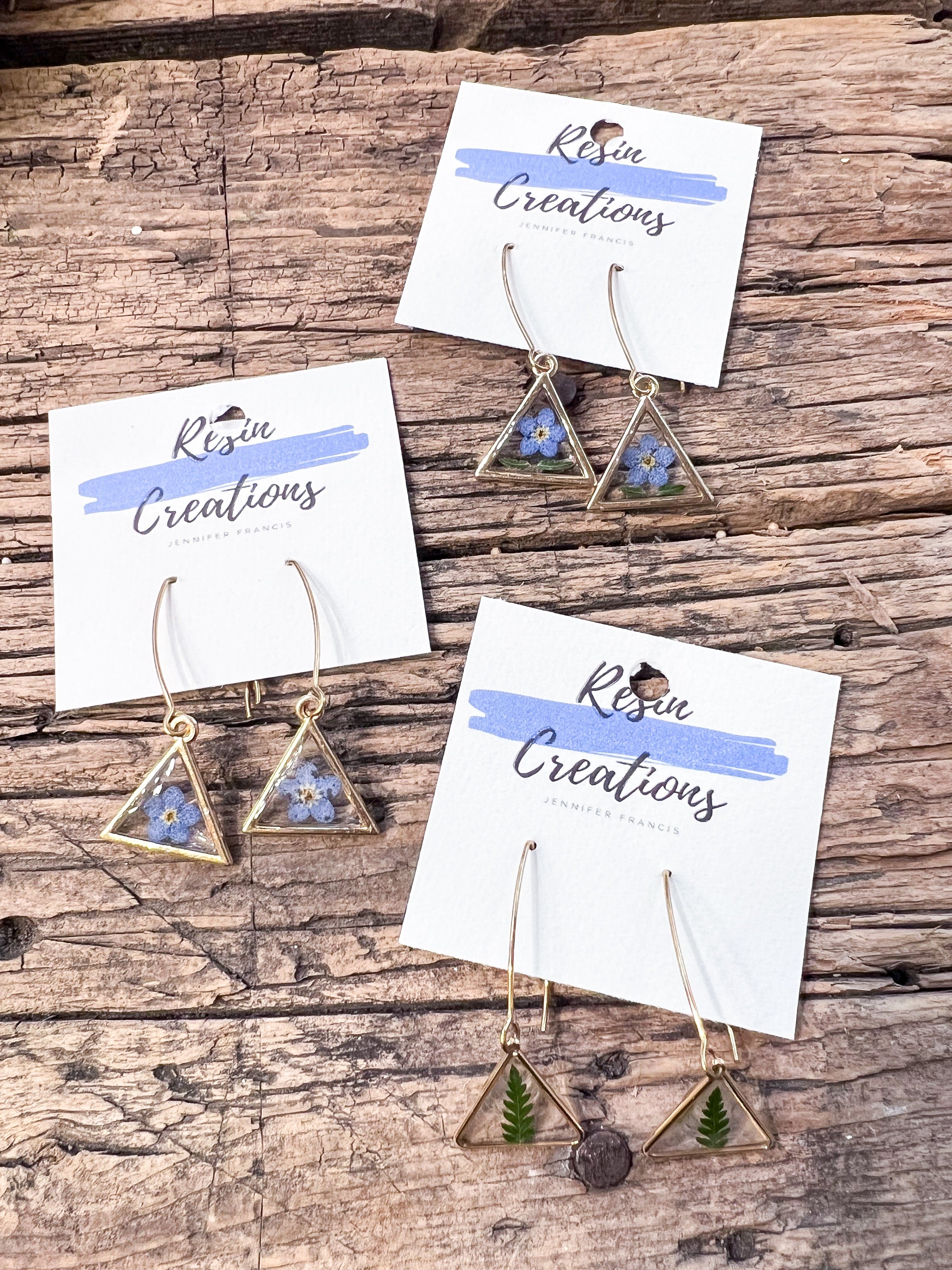JF #112 (Jennifer) Boho Triangle Resin Earrings