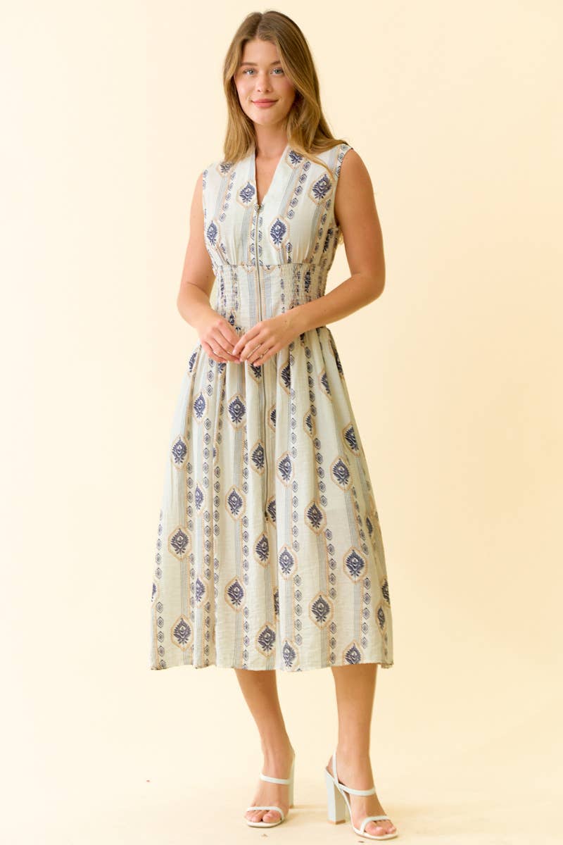 Botanical Print Midi Dress