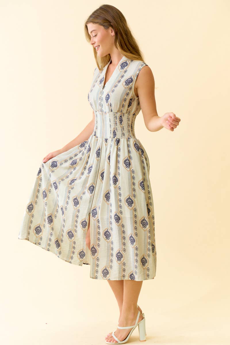Botanical Print Midi Dress