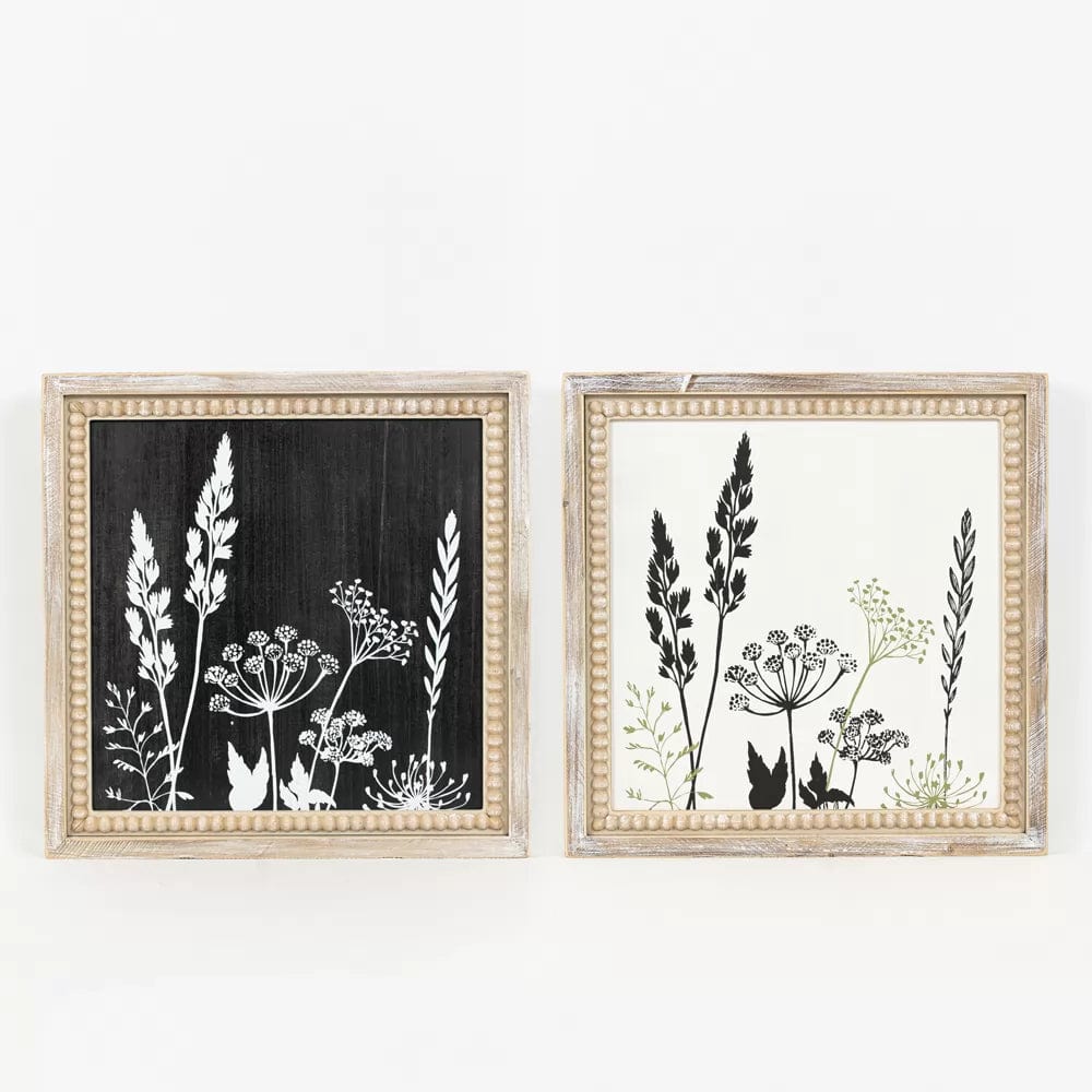 Botanical Wood Beaded Reversible Sign